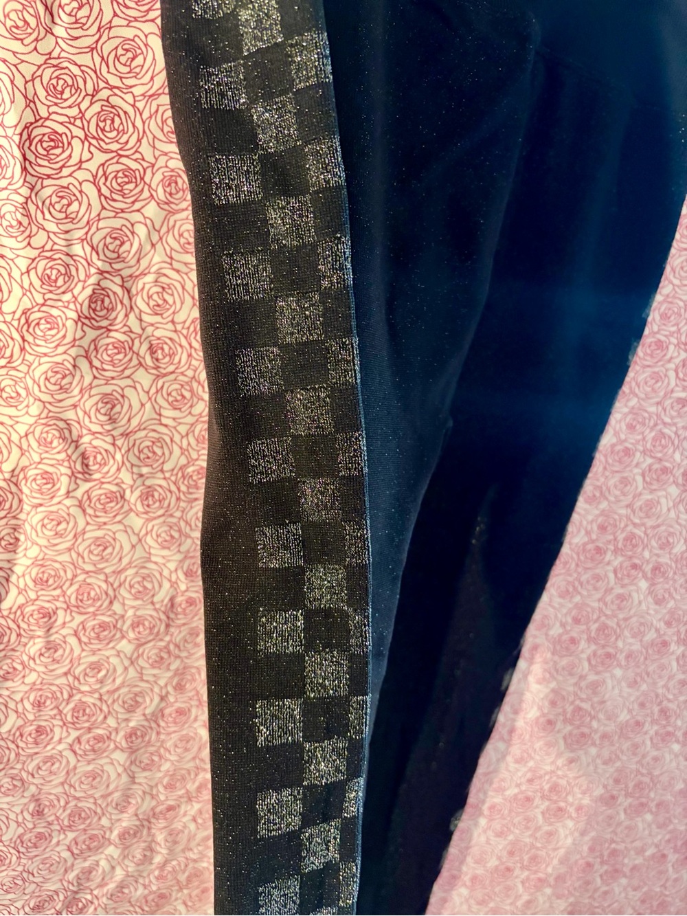 Pink by VS Black Leggings with Shimmery Checker Side Stripe